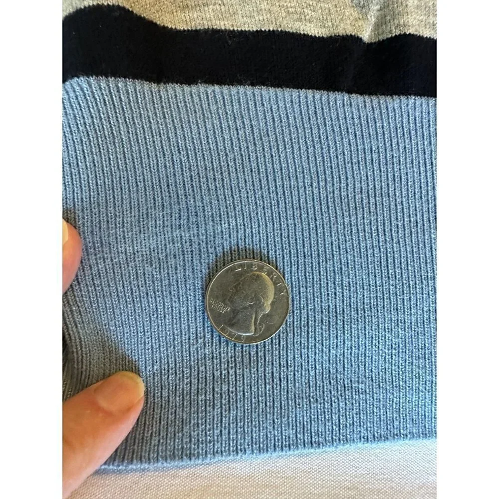 Michael Kors Sweater Womens Blue Gray Stripes Sz XL Long Sleeve Pullover